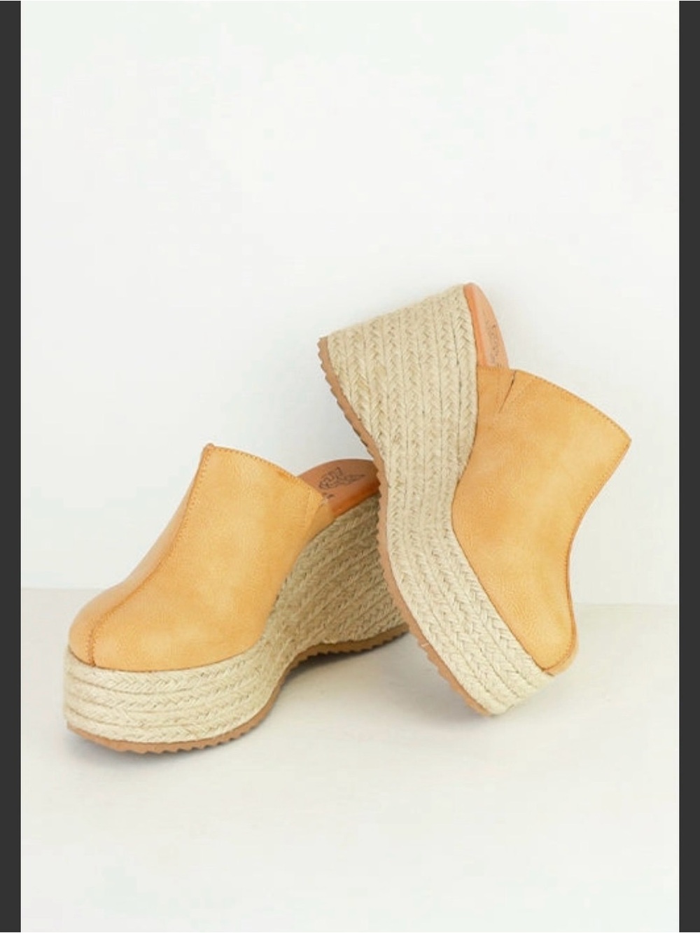 BEAST FASHION Tan BOHO Espadrille Platform Mule